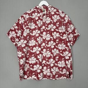 Vintage Kahala Shirt Mens XXL Red Hawaiian Floral Made in Hawaii Resort Beach